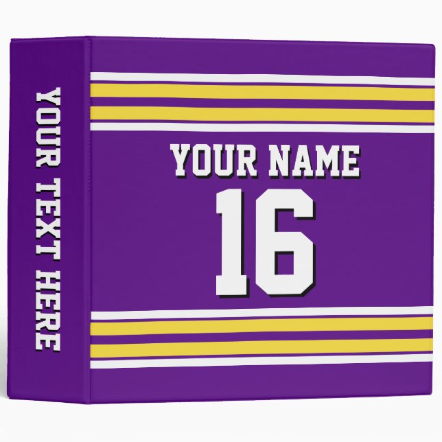 Classeur Purple with Yellow White Stripes Team (Devant/Côté)