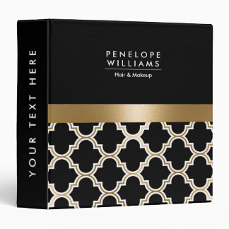 Classeur Quatrefoil noir et doré