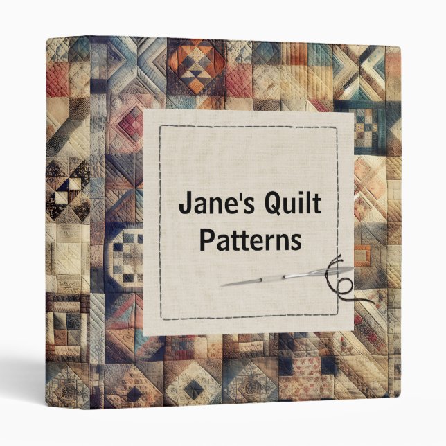 Classeur Quilt à patchwork à l'ancienne (Devant/Côté)