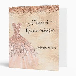 Classeur Quinceanera Anniversaire Rose Robe d'or Champagne