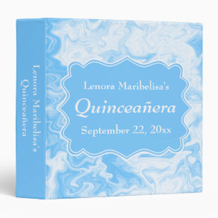 Classeur Quinceanera bleu en pastel élégant