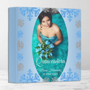 Classeur Quinceañera Ice Blue Silver Winter Snowflake Album