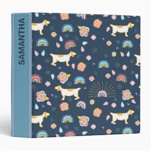 Classeur Quirky mignon Chien Rainbow Motif bleu Personnalis