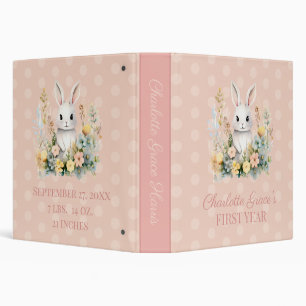 Classeur Rabbit et fleurs Baby Girl's First Year Memory