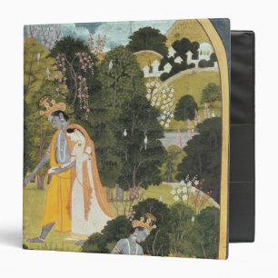 Classeur Radha et Krishna marchant dans un verger