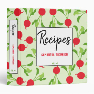 Classeur Radish Red Green Recettes Motif Livre de recettes