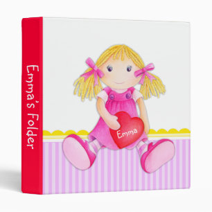 Classeur Rag doll rayé jaune rouge rose rouge dossier nommé