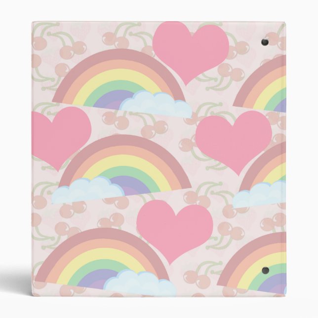 Classeur Rainbow Love Cute Fun Coeurs esthétiques (Dos)