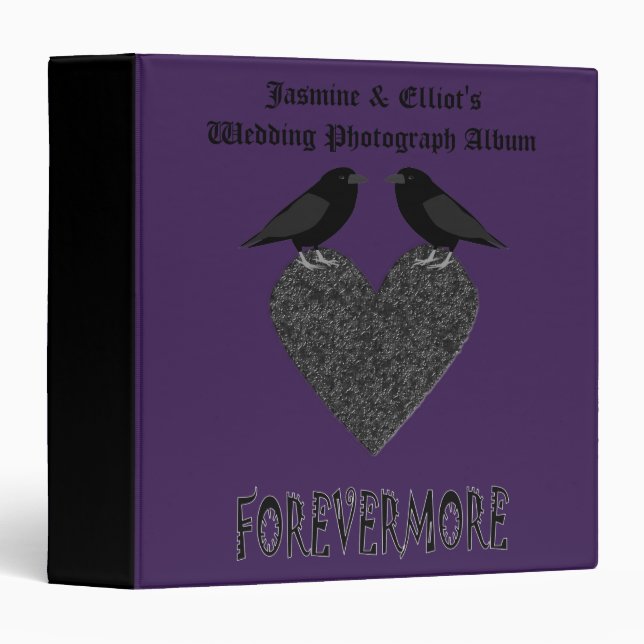 Classeur Ravens gothiques et Coeur noir photo de mariage pe (Devant/Côté)