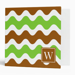 Classeur Rayure ondulée groovy marron et vert citron