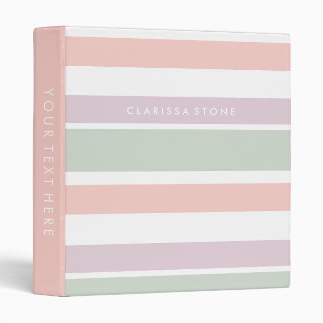 Classeur Rayures assez en pastel de violette de vert de (Devant/Côté)