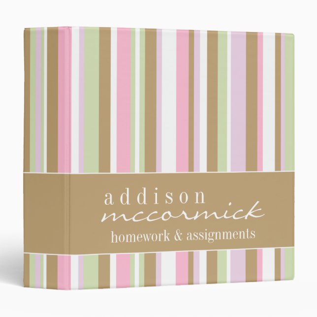 Classeur Rayures Brown et en pastel (Devant/Côté)