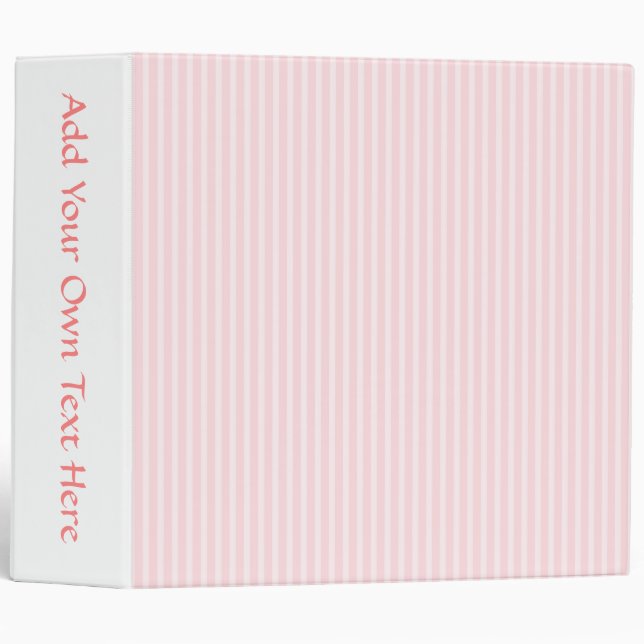 Classeur Rayures de sucrerie de rose en pastel (Devant/Côté)