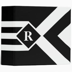 Classeur Rayures et chevrons blancs sur le noir avec le