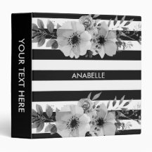 Rayures Florales Noir et Blanc
