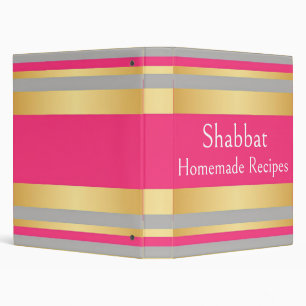 Classeur Rayures rose chaud gris or, Shabbat Shalom Glam