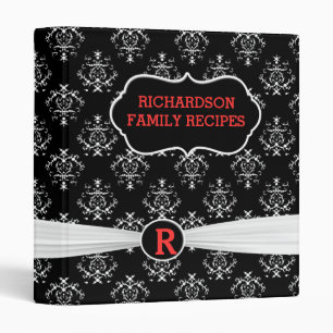 Classeur Recette blanche et noire de damassé