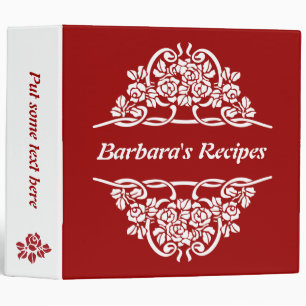 Classeur Recette blanche, rouge rose & rubans