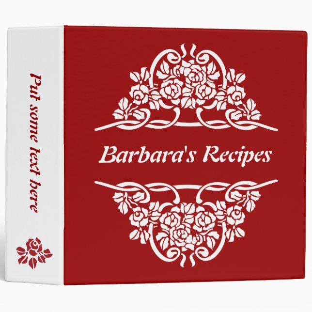Classeur Recette blanche, rouge rose & rubans (Devant/Côté)