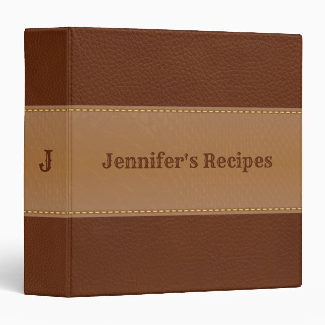 Classeur Recette Brown Élégante Cuir (Devant/Côté)