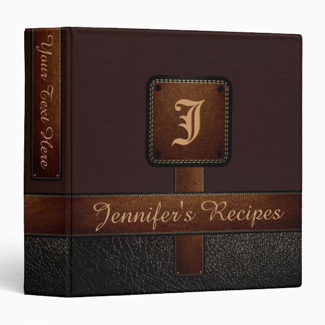 Classeur Recette Brown foncée et élégante (Devant/Côté)