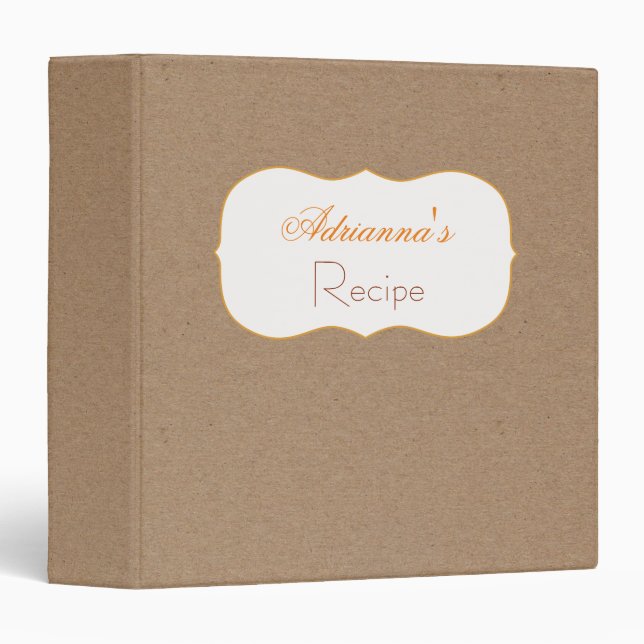 Classeur Recette Brown rustique de papier d'emballage (Devant/Côté)