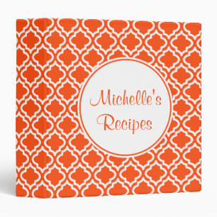 Classeur Recette classique de cuisine orange Recette cadeau