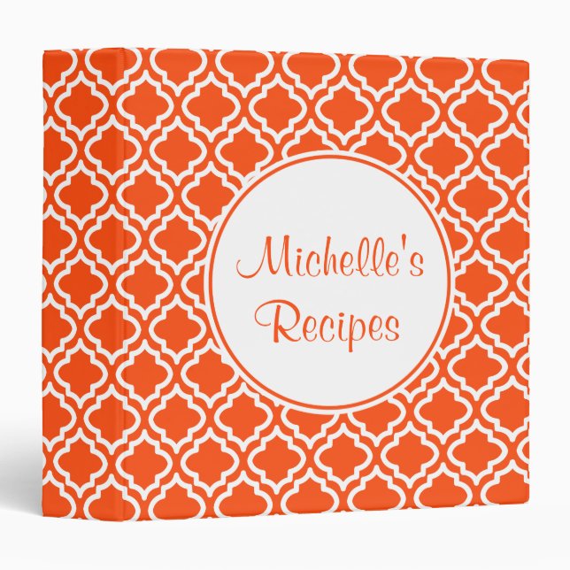 Classeur Recette classique de cuisine orange Recette cadeau (Devant/Côté)