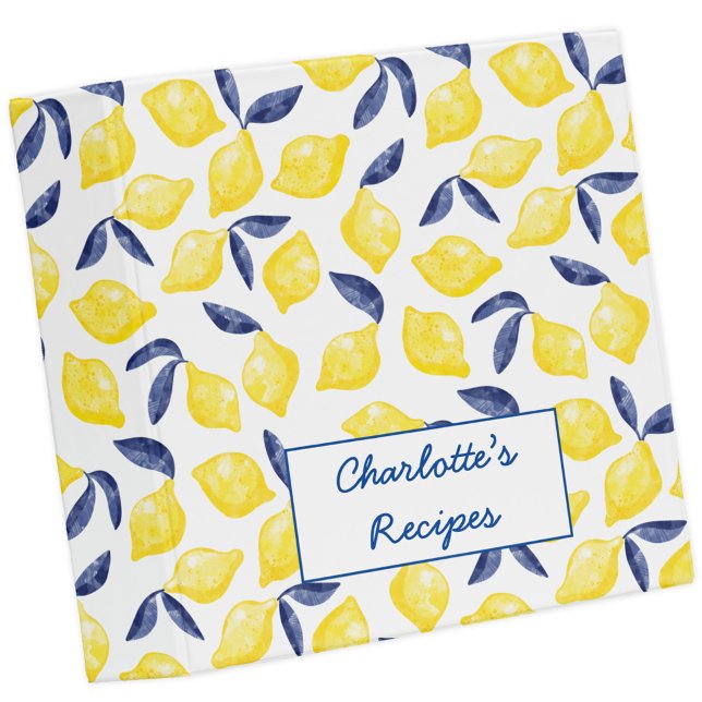 Classeur Recette d'aquarelle Citrus Lemon (Fun watercolor citrus lemon watercolor personalized recipe binder)