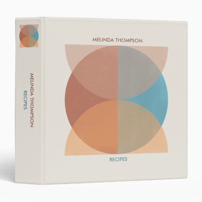 Classeur Recette d'aquarelle géométrique Terre Abstraite (Devant/Côté)