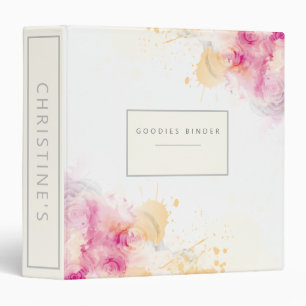 Classeur Recette d'art Abstrait rose Nom Customisé