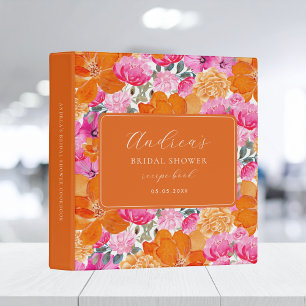 Classeur Recette de Baby Shower Floral Rose et Orange Vibra