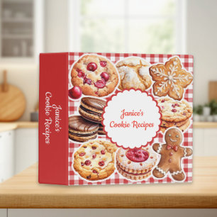 Classeur Recette de biscuits à carreaux rouges et blancs pe