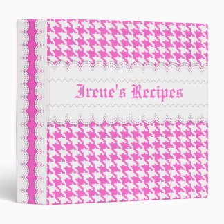 Classeur Recette de bordures roses, blanches et roses