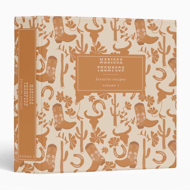 Classeur Recette de bottes de cowboy de campagne rustique o (Devant/Côté)