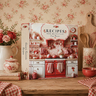 Classeur Recette de cuisine de cottage rouge vintage |