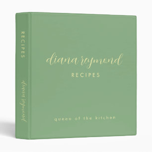 Classeur Recette de Cuisine du livre de cuisine vert Sage