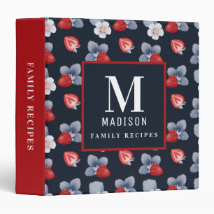 Classeur Recette de cuisine moderne florale à la fraise ave