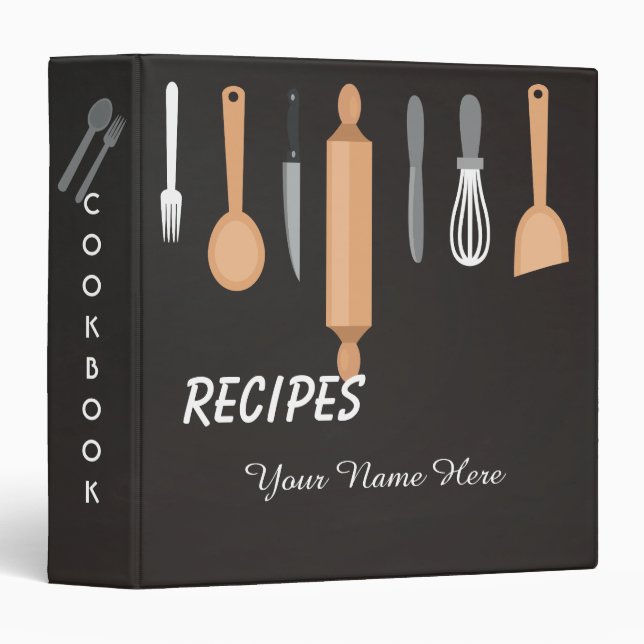 Classeur Recette de cuisine sombre recettes de cuisine livr (Devant/Côté)