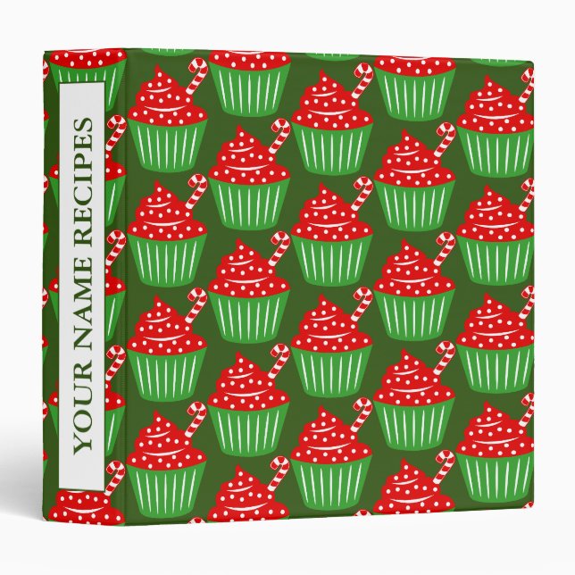 Classeur Recette de cupcake de Noël personnalisée Livre de  (Devant/Côté)