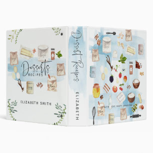 Classeur Recette de dessert de l'aquarelle illustrée de sty