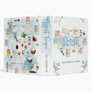 Classeur Recette de dessert personnalisée à l'aquarelle ill