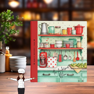 Classeur Recette de famille à l'aquarelle de cuisine rouge