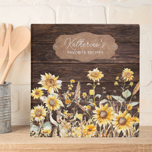 Classeur Recette de famille Champ de Tournesols Jaunes Aqua
