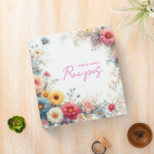Classeur Recette de famille de fleurs aquarelles stylées Sc