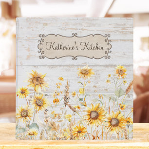 Classeur Recette de famille en bois de tournesol rustique a