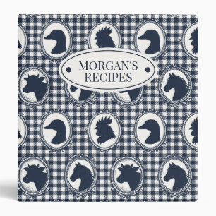 Classeur Recette de ferme à carreaux bleus marine