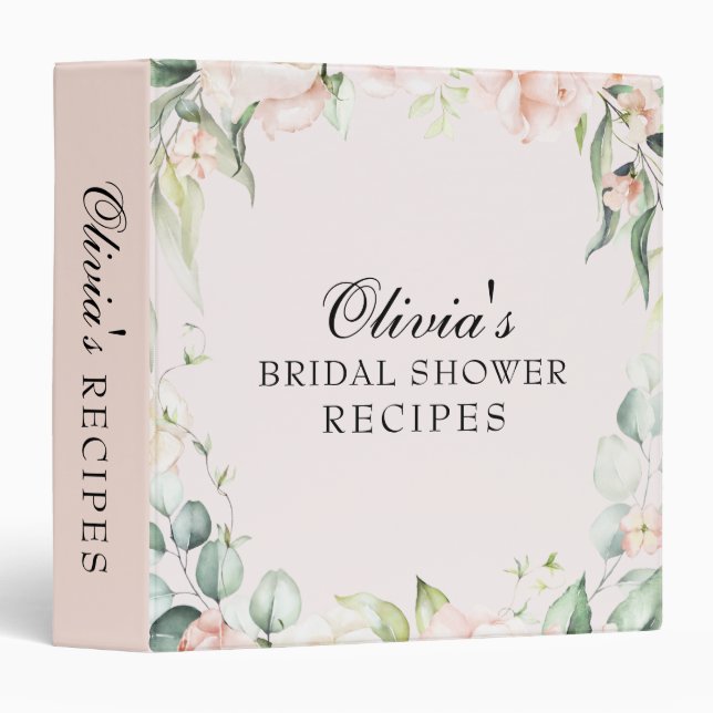 Classeur Recette de Fête des mariées de fleurs blanches et  (Devant/Côté)