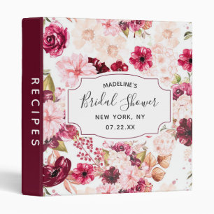 Classeur Recette de Fête des mariées florale rose de Bourgo