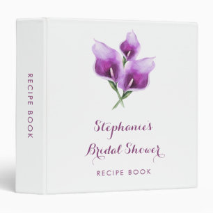 Classeur Recette de Fête des mariées florale violette Calla